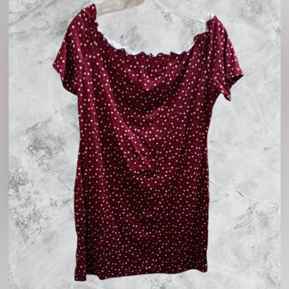 💙 3 For $12 NWOT Burgundy Polka Dot Hearts Dress